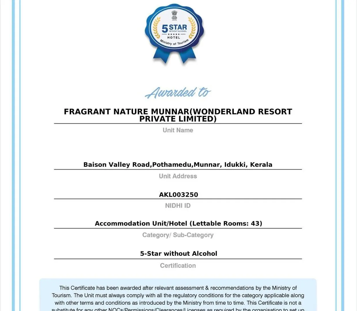 Fragrant Nature Munnar - A Five Star Classified Hotel
